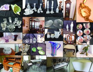 6/6 Over 1,000 Pieces of American Fostoria – Excellent Condition – Quilting Table, Material – Collector Plates – Buckles – Furniture – Gone with the Wind Village – Christmas Village – Household Misc