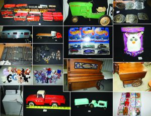 5/31 Pedal Tractors- O & HO Train Collection – Vintage Tractors-Toys – Hot Wheels – Stained Glass Piano – Dehydrator – Tools