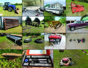 6/18 Boat- RV Trailer – Tractor – Lathe – Anvils – Tools – Tillage – 3pt Equip – Mower – Pick up – Wood Working Tools
