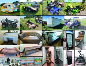 9/13  Cargo Trailer – Camper – Riding Mowers – Port-a-Cools – Tear Drop Camper – Freezer