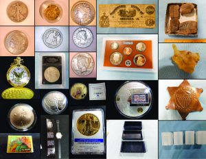 9/20 Gold Coins – Wheat Pennies – Fossil Ferns – Peace & Morgan Dollars – Confederate Dollar – Pocket Watches
