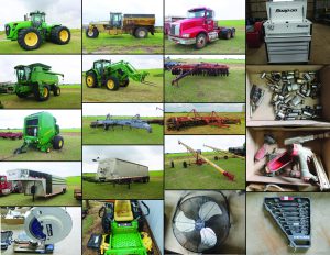10/2 John Deere, Tractors, Combines, Tillage, Livestock Trailer, International Semi, Snap-On, Tools