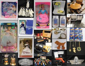 2/13  Vintage Toys – Antique Dolls – Classic Games – Retro Hard Plastic Toys – Wooden Rocking Horse – Tinker Toys – Fisher Price – Toy Kitchen Set – Vintage Music Sheets – Books – Hot Wheels – Lanterns – Harley – Pyrex – Brass – Barbies – Mattel – Special Edition – Collectibles – Sewing Machine