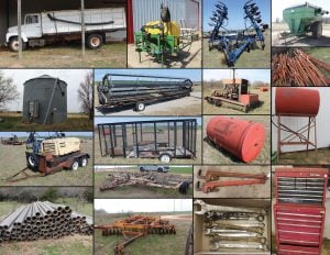 4/8 Shop Items – Poly Pipe – Irrigation Pipe – Tools – Grain Bin – Pumps – Scrap opportunity