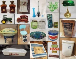 4/16 Vintage Collectibles – Pampered Chef – Pyrex – Toy Tractors – Glass – Legos – Tupperware – Indian Glass – Books – VHS/Movies