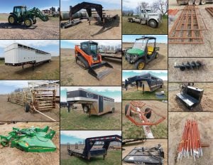 4/8 Kubota Skid Steer – JD Tractor – Ground Load Cattle Trailer – Trailers – Peterbilt Truck – JD Gator – Skid Steer attachments – Cattle Equip.