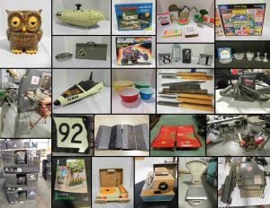 5/18 Hot Wheels – Ice Cream Maker – Pyrex – Car Jacks – Tupperware – GI Joe – Bikes- Smokers – Tools – Star Wars – Metal Signs – Saw – Ammo Boxes