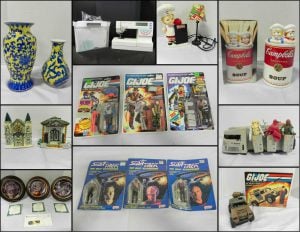 6/15 GI Joe – Campbell Soup – Star Wars – Denim – Copper – Porcelain Dolls – Sewing – Schleich – Paula Vaughan – Baseball Cards – Bradford Exchange – Vtg Toys – Hot  Wheels/Matchbox – Thomas Kincade