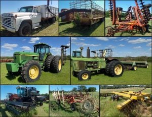 7/6 Trucks – Hay Equip – JD Tractors – Tillage – Combines- Stock Trailers