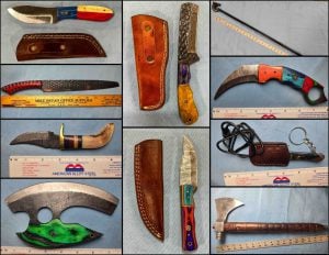 7/15 Drop point-Damascus Steel – Hunting – Cutlery Sets – Lock back – Sheepsfoot – Butcher – Steel Cleaver – Stainless – Keychain – Ulu – Bowie Knives – Walking Canes