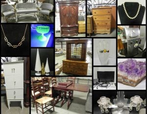 8/4 Furniture – Signed Art – Railroad Memorabilia – Uranium – Records- Lamps – Rowe Pottery – Patio Furniture – Dinnerware – China – Fitz & Floyd – Amethyst – TVs – Crock – Rockman RV Stabilizer – Collectibles – Antiques – Jewelry (Watches- Buckles- Lighters)