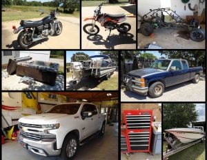 9/24 1972 Volkswagen Dune Buggy – 1988 Fountain 29′ Cruiser Sport – 2013 26′ Catalina King Tritoon Avalon – 2019 Chevrolet Z71 Silverado –  2005 Harley Davidson FXD Dyna Super Glide – Shop Tools – Small Tillage – Trailers