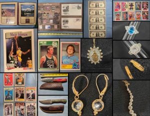 12/1 Unopened Sports Cards – Garbage Pail Kids – Jewelry – Stamp Books – Sports Cards – D Day Golden – Norman Rockwell – Coins