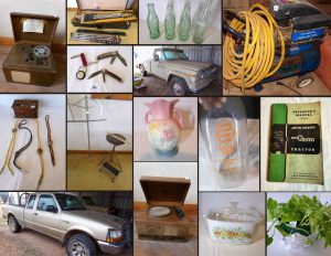 3/31 JD Tractor – Ford Ranger – Jeep Pickup – Shop Tools – Miller Steel Guitar & Books – Corning Ware Spice O Life – Canning Jara – German Haemonica – Oil Lamps – Vintage Beds – Enid Coca Cola Bottles – Gold Spot Bottles – RCA Victrola & Records