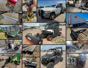 6/28 2016 DUMP TRAILER – 2010 DODGE RAM 3500 W/ DEW-EZE ARM BED- 2014 BOBCAT 3650 UTILITY VEHICLE, SWEEPER, MOWER – 2019 POLARIS RZR LOW HRS 900 EPS- 2020 CAR HAULER TRAILER – JOHN DEERE Z465 Z TRACK MOWER, 62″