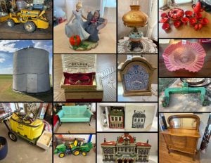 11/4 TRAILERS * GRAIN BINS * VINTAGE FURNITURE * PRECIOUS MOMENTS * GLASSWARE * NASH OKLAHOMA